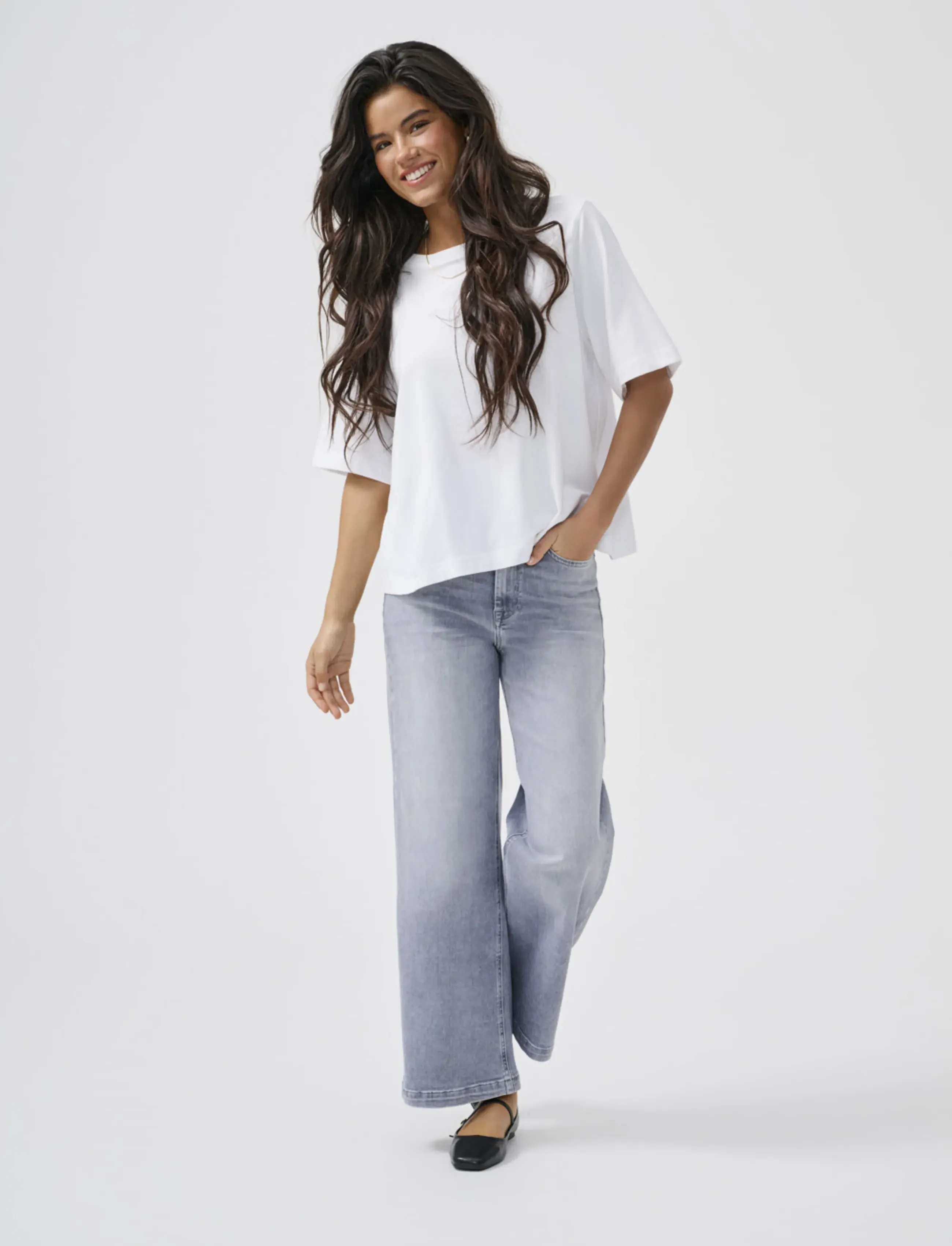 ONLY Onlmadison Blush Hw Cp Wd Dnm Rea293Noos, XS x 32, Jeans, Grau - Wide, Frauen