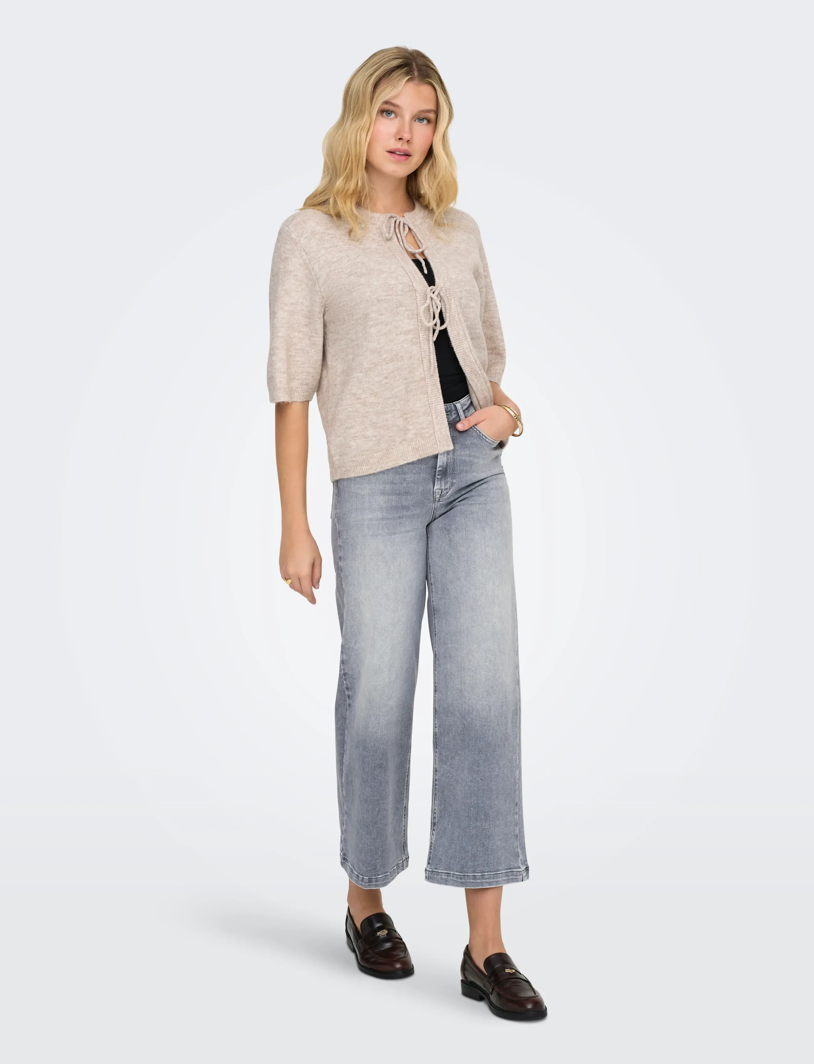 ONLY - ONLMADISON BLUSH HW CP WD DNM REA293NOOS - vide jeans - medium grey denim - 4