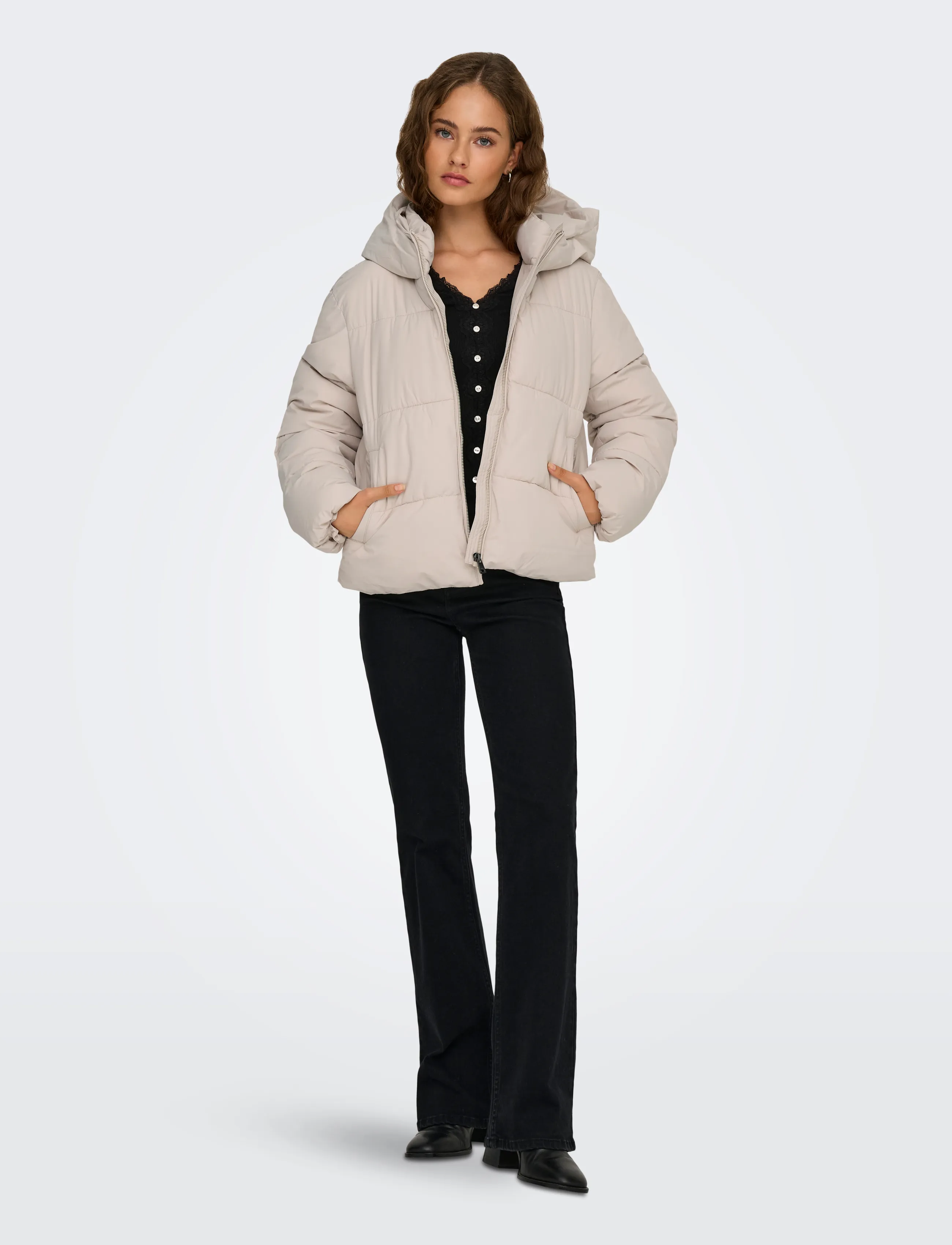 ONLY - ONLJUTA SHORT PUFFER OTW NOOS - frühlingsjacken - pumice stone - 4