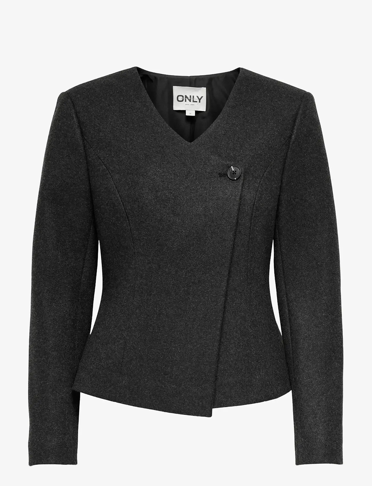 ONLY - ONLMAIKA L/S ASYM FIT JACKET PNT OX - wolljacken - dark grey melange - 0