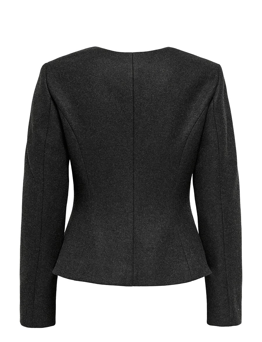 ONLY - ONLMAIKA L/S ASYM FIT JACKET PNT OX - vestes en laine - dark grey melange - 2
