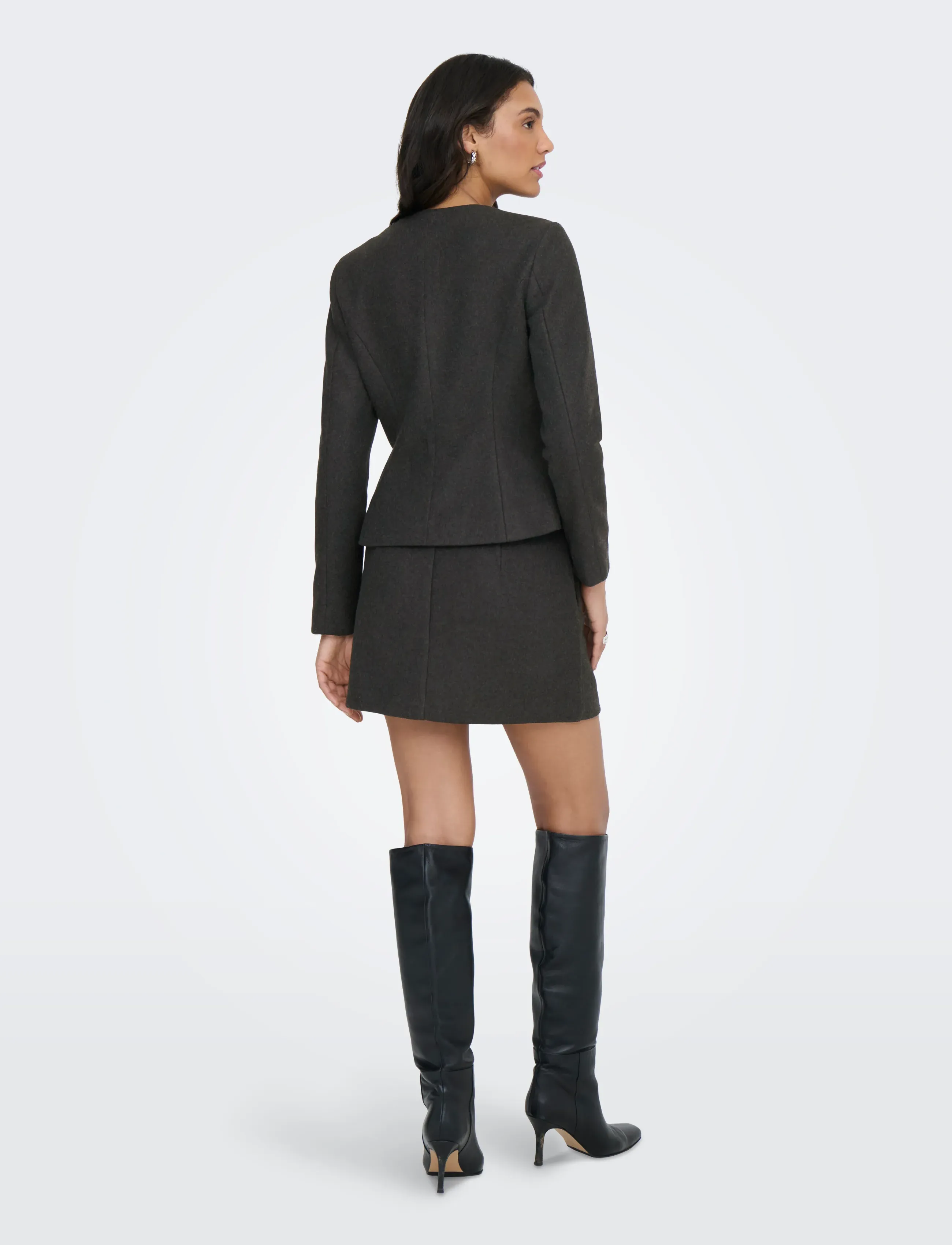 ONLY - ONLMAIKA L/S ASYM FIT JACKET PNT OX - lyhyet villakangastakit - dark grey melange - 3