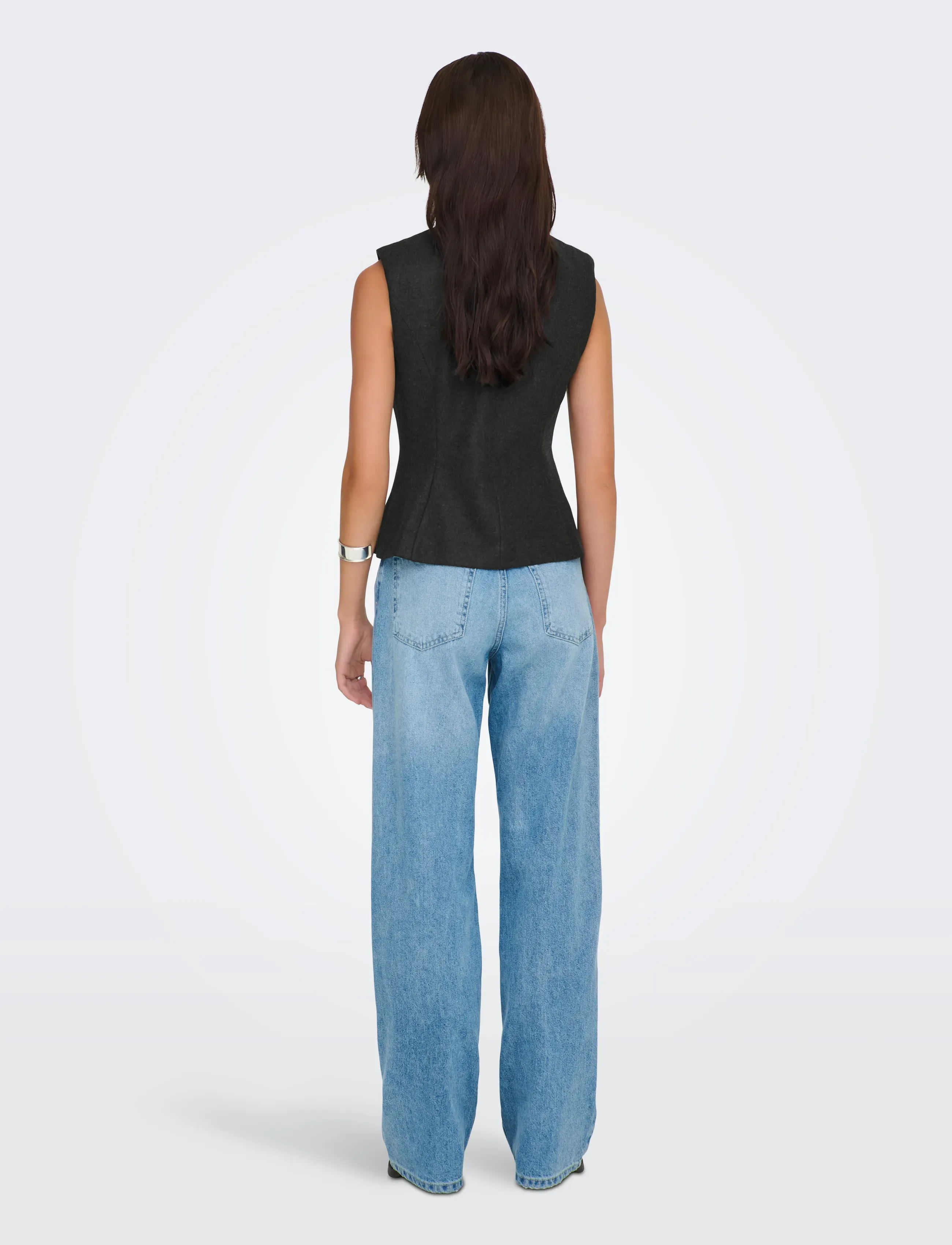 ONLY - ONLMAIKA ASYM FIT WAISTCOAT PNT OX - uzvalka vestes - dark grey melange - 3