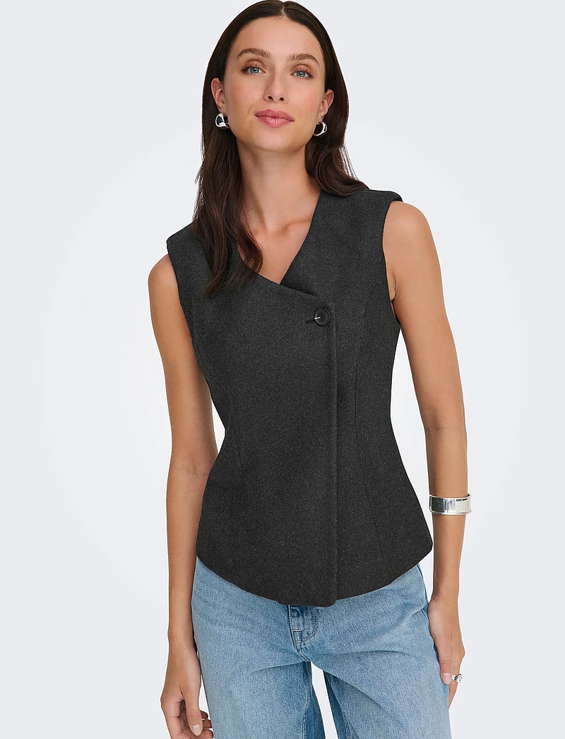 ONLY - ONLMAIKA ASYM FIT WAISTCOAT PNT OX - waistcoats - dark grey melange - 5