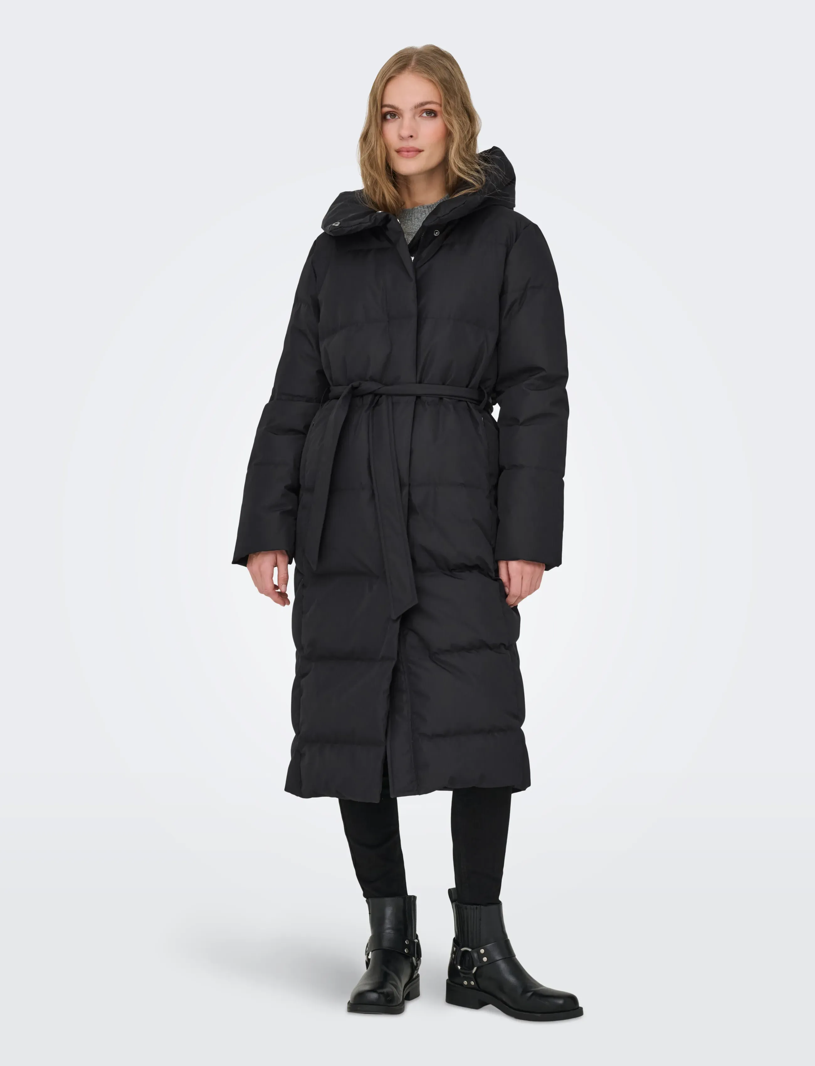 ONLY ONLDAGMAR PUFFER BELT DOWN COAT OTW - Jakker & Frakker - BLACK / black