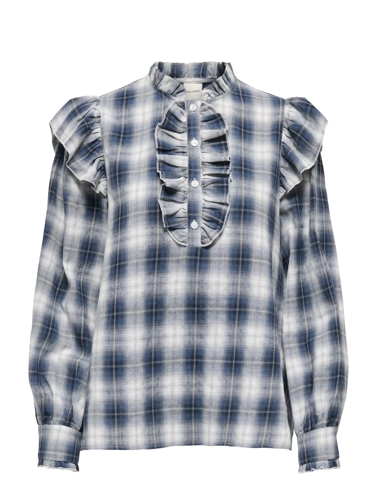 ONLY ONLFIGA L/S FLOUNCE TOP WVN - Tøj - CLOUD DANCER / blue