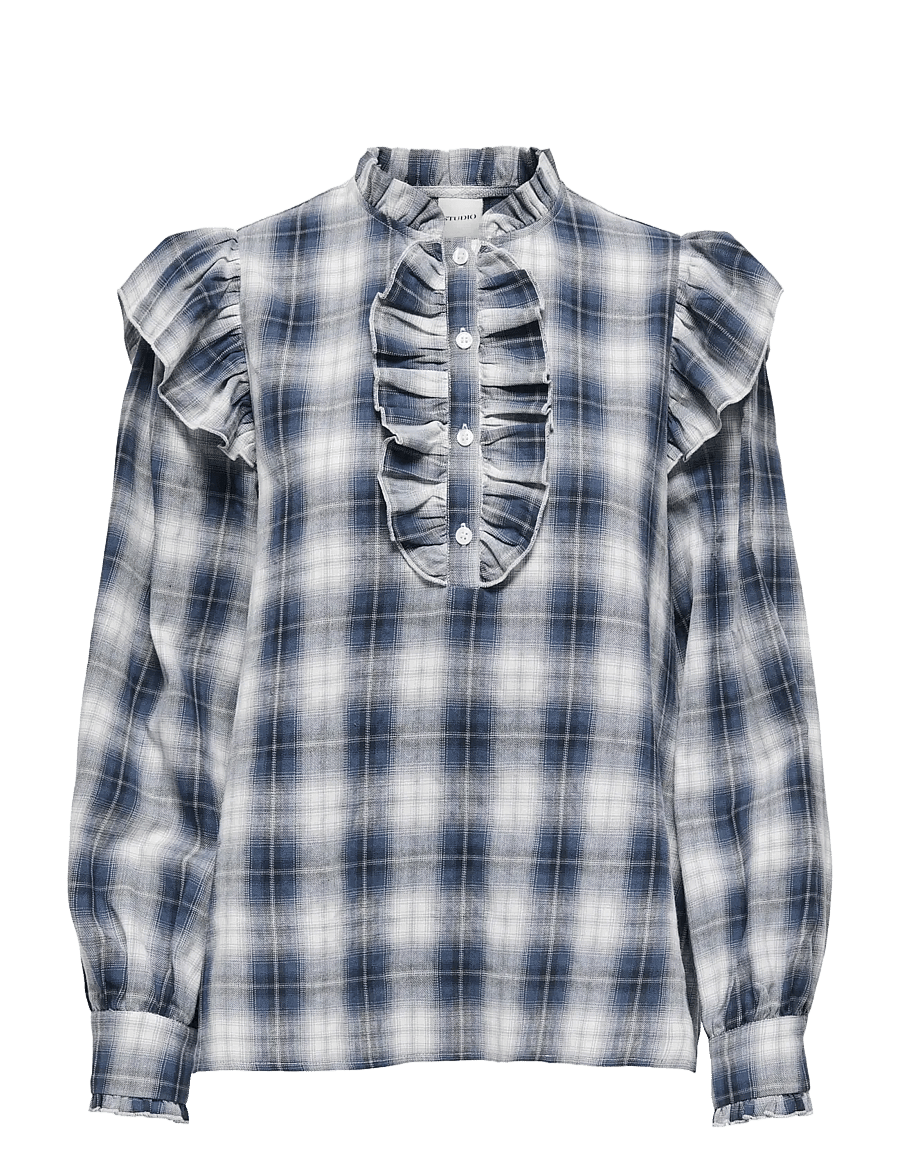 ONLY - ONLFIGA L/S FLOUNCE TOP WVN - pitkähihaiset kauluspaidat - cloud dancer - 1