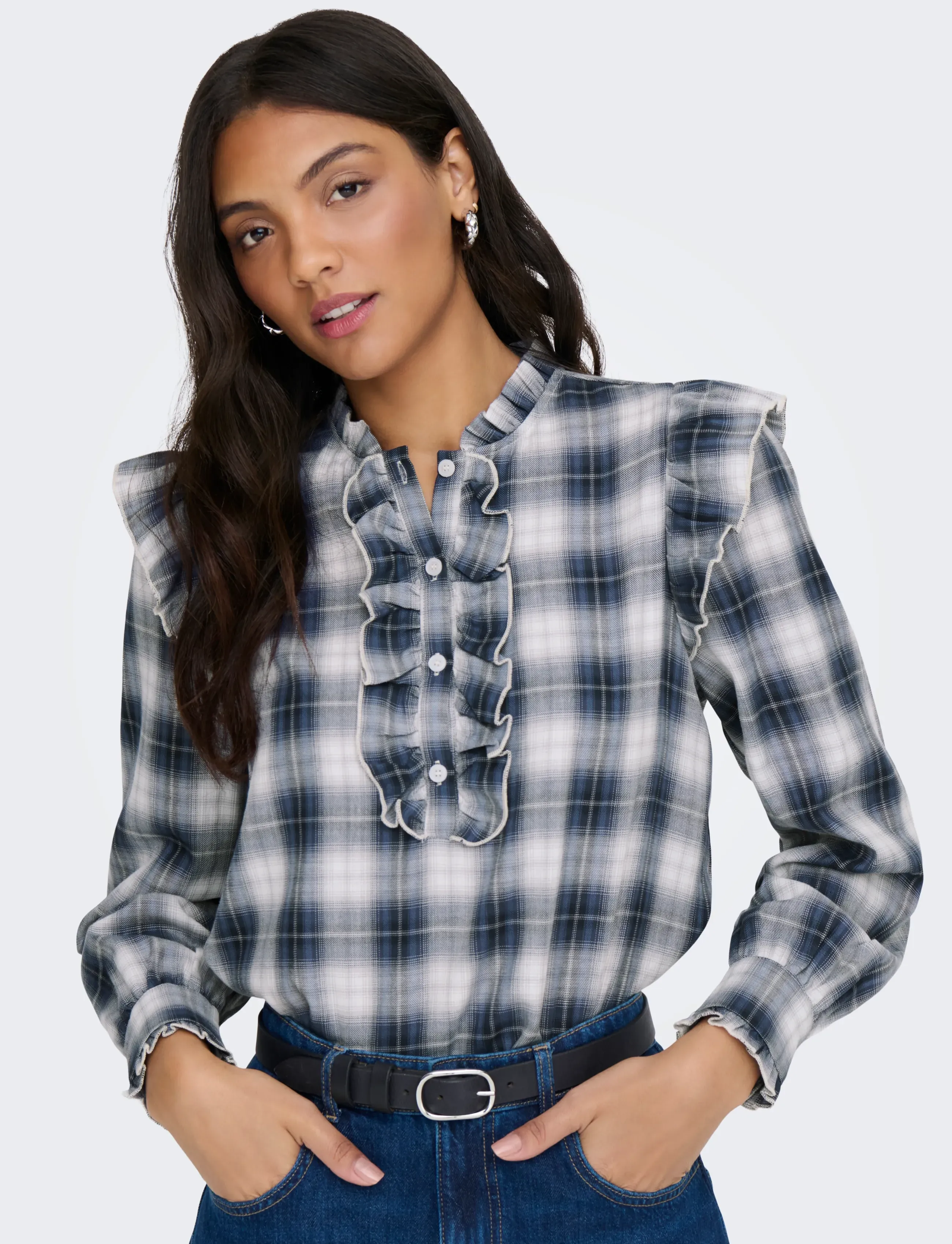 ONLY Onlfiga L/S Flounce Top Wvn blusar dam – bild 6