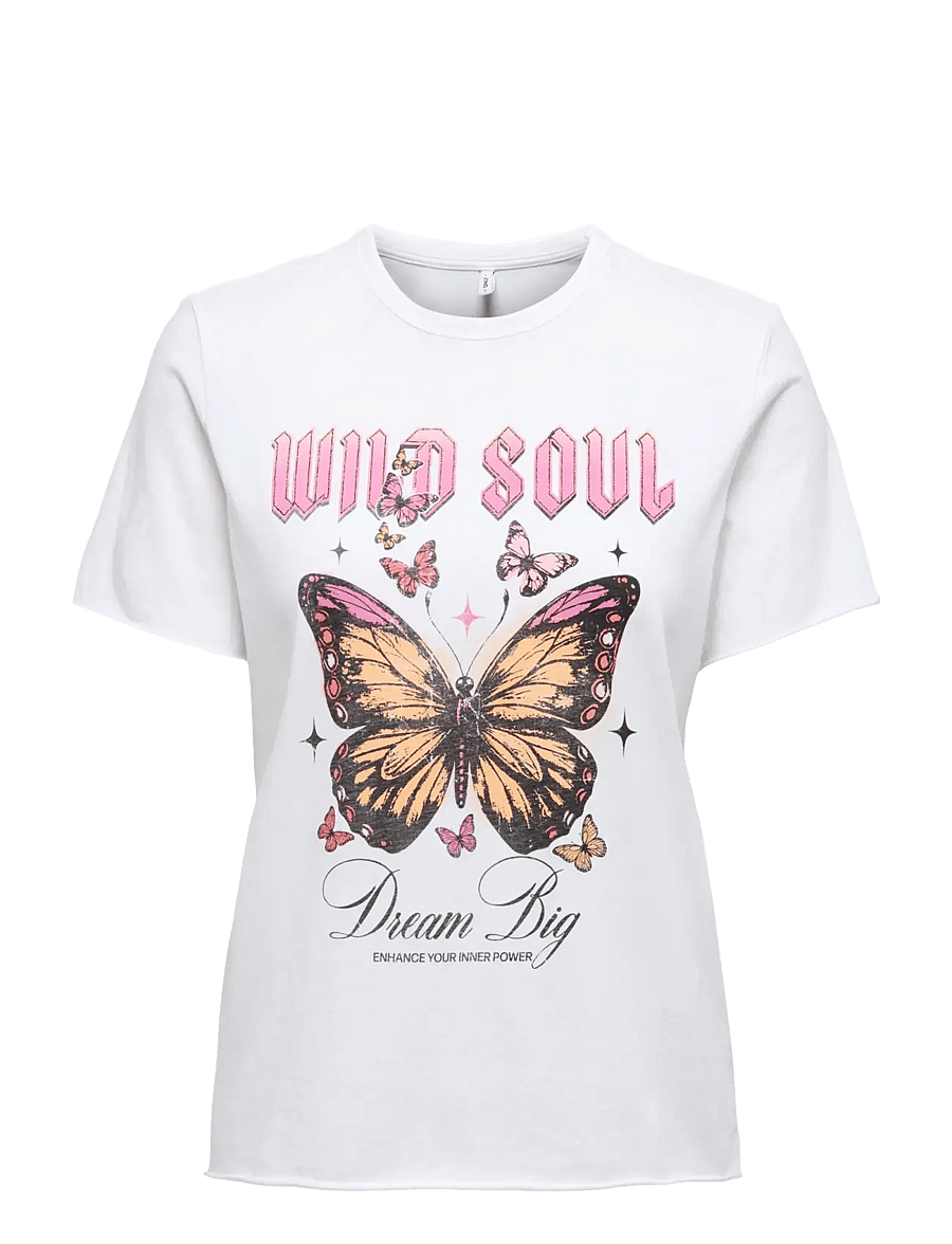 ONLY - ONLLUCY LIFE REG S/S PRINT TOP BOX CCJRS - t-shirts - cloud dancer - 1