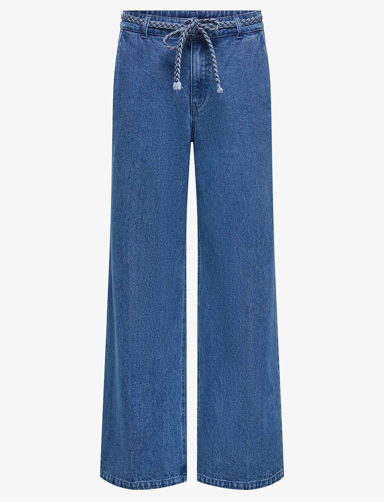 ONLY - ONLARLENE HW BRAID WIDE DNM YOR - wide leg jeans - medium blue denim - 1