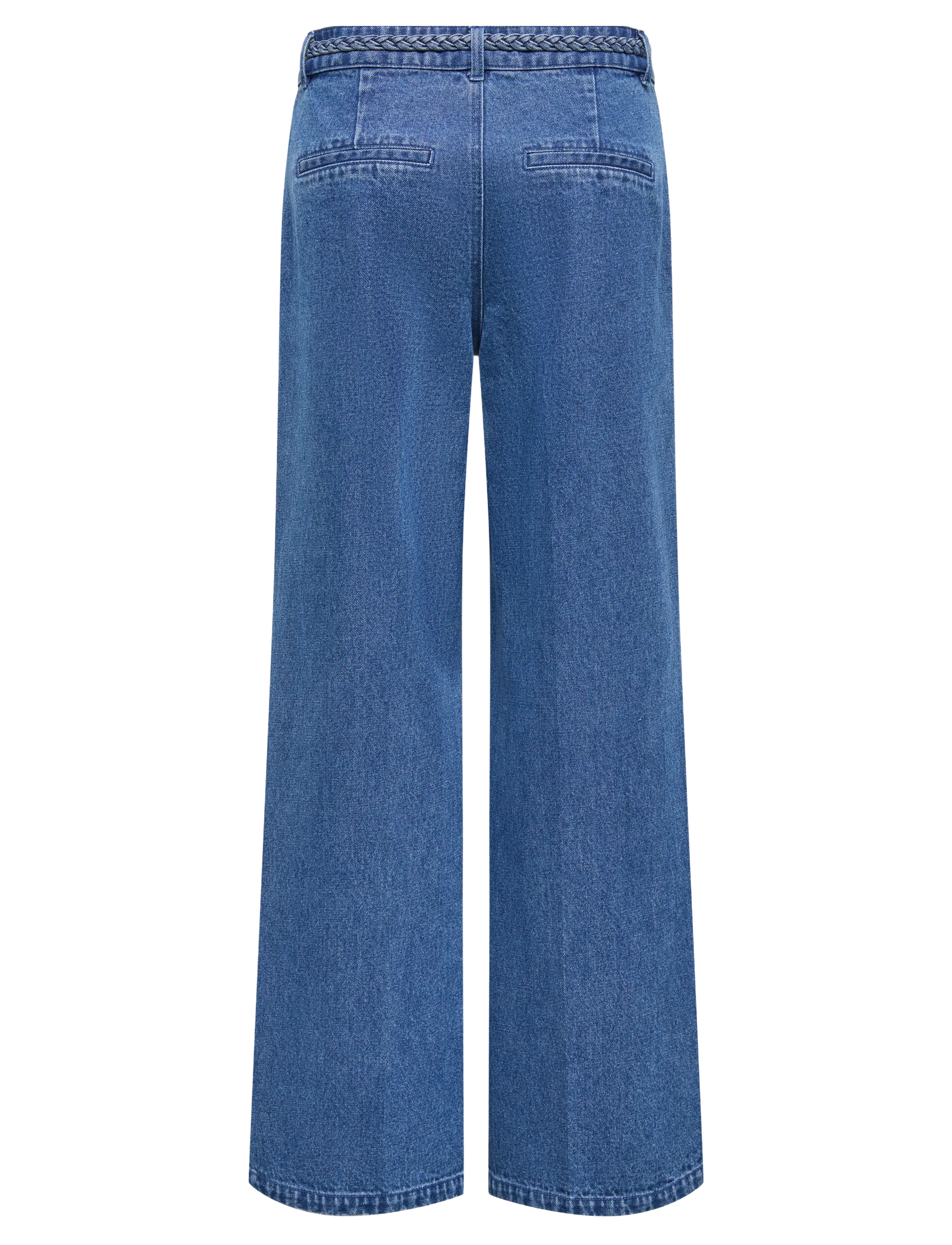 ONLY - ONLARLENE HW BRAID WIDE DNM YOR - hosen mit weitem bein - medium blue denim - 2