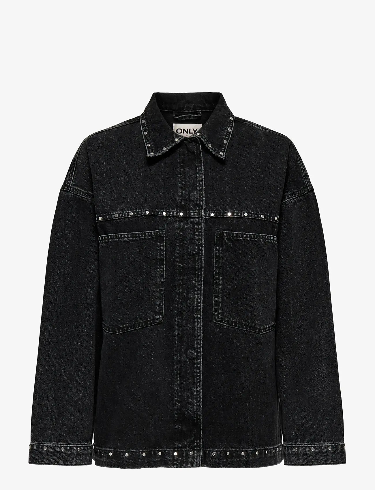 ONLY - ONLEMMIE L/S STUDDED DNM SHIRT AZG - jeansskjortor - washed black - 0