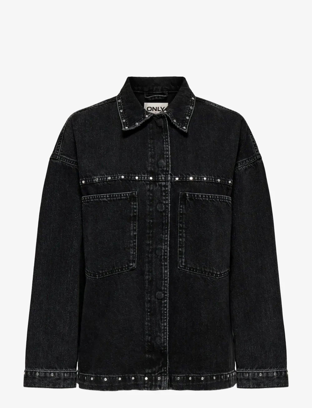 ONLY - ONLEMMIE L/S STUDDED DNM SHIRT AZG - teksasärgid - washed black - 0