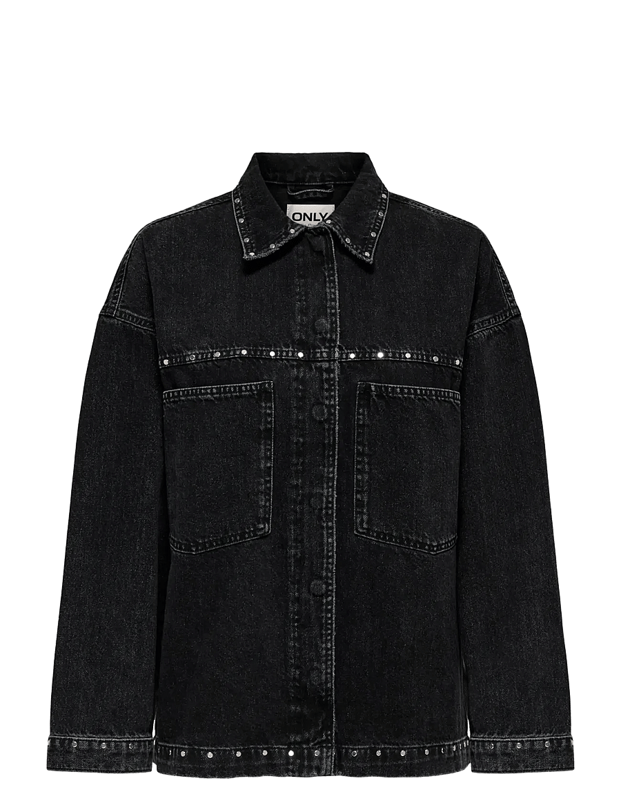 ONLY - ONLEMMIE L/S STUDDED DNM SHIRT AZG - washed black - 0