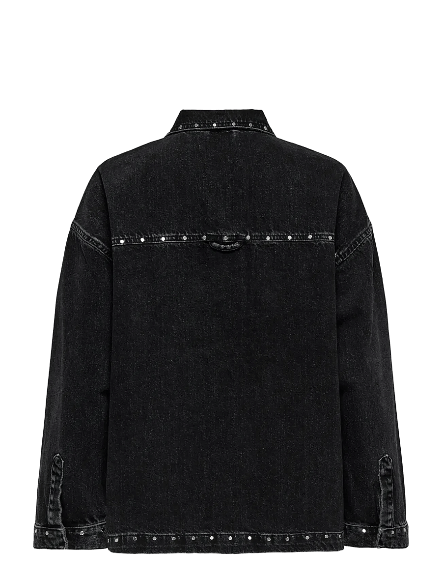 ONLY - ONLEMMIE L/S STUDDED DNM SHIRT AZG - washed black - 1