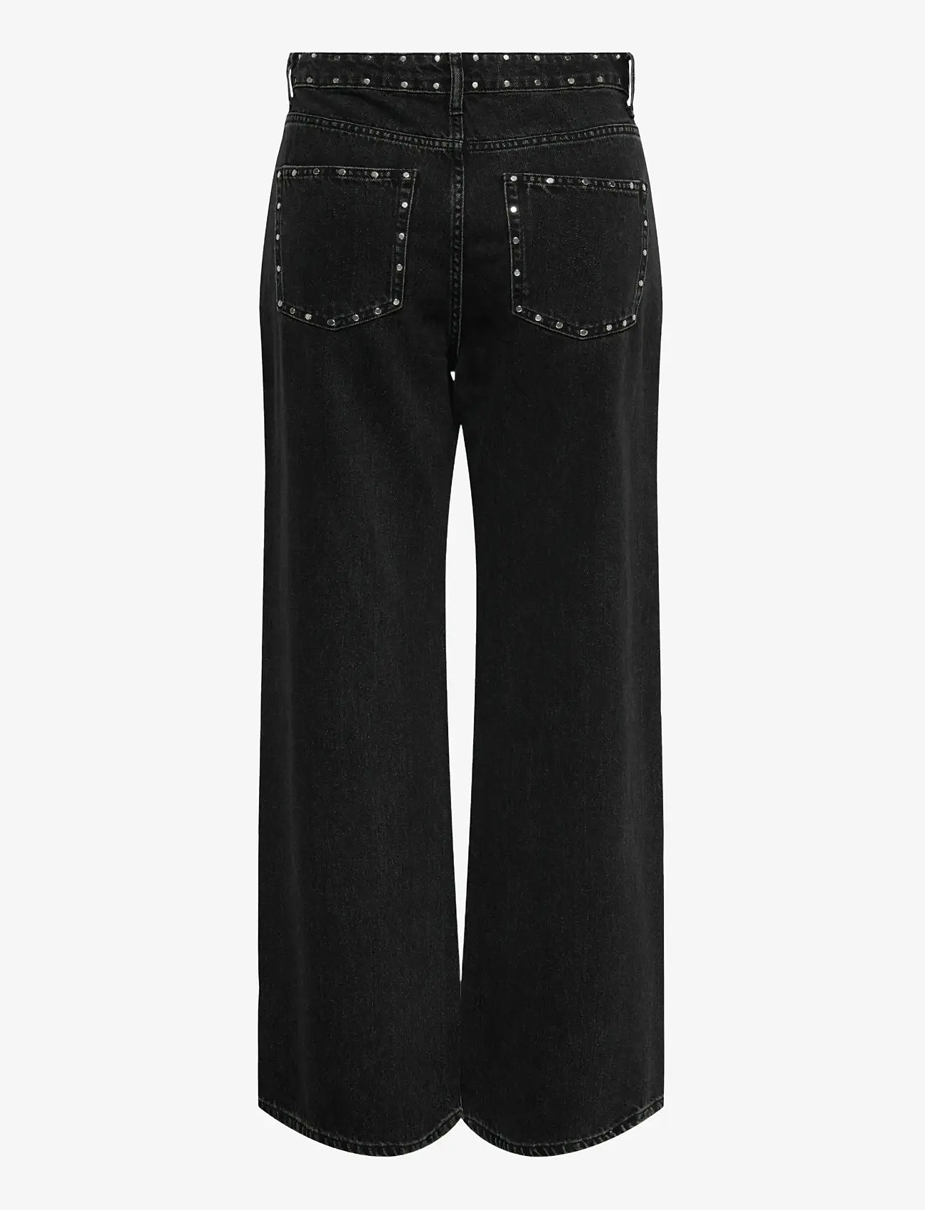 ONLY - ONLHOPE HW STUDDED WIDE DNM TAI - pantalons larges - washed black - 1
