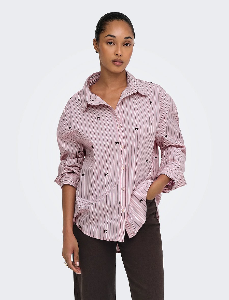 ONLY - ONLOREGON ZEIDI LS BOW SHIRT NOOS WVN - langärmlige hemden - lilac sachet - 0