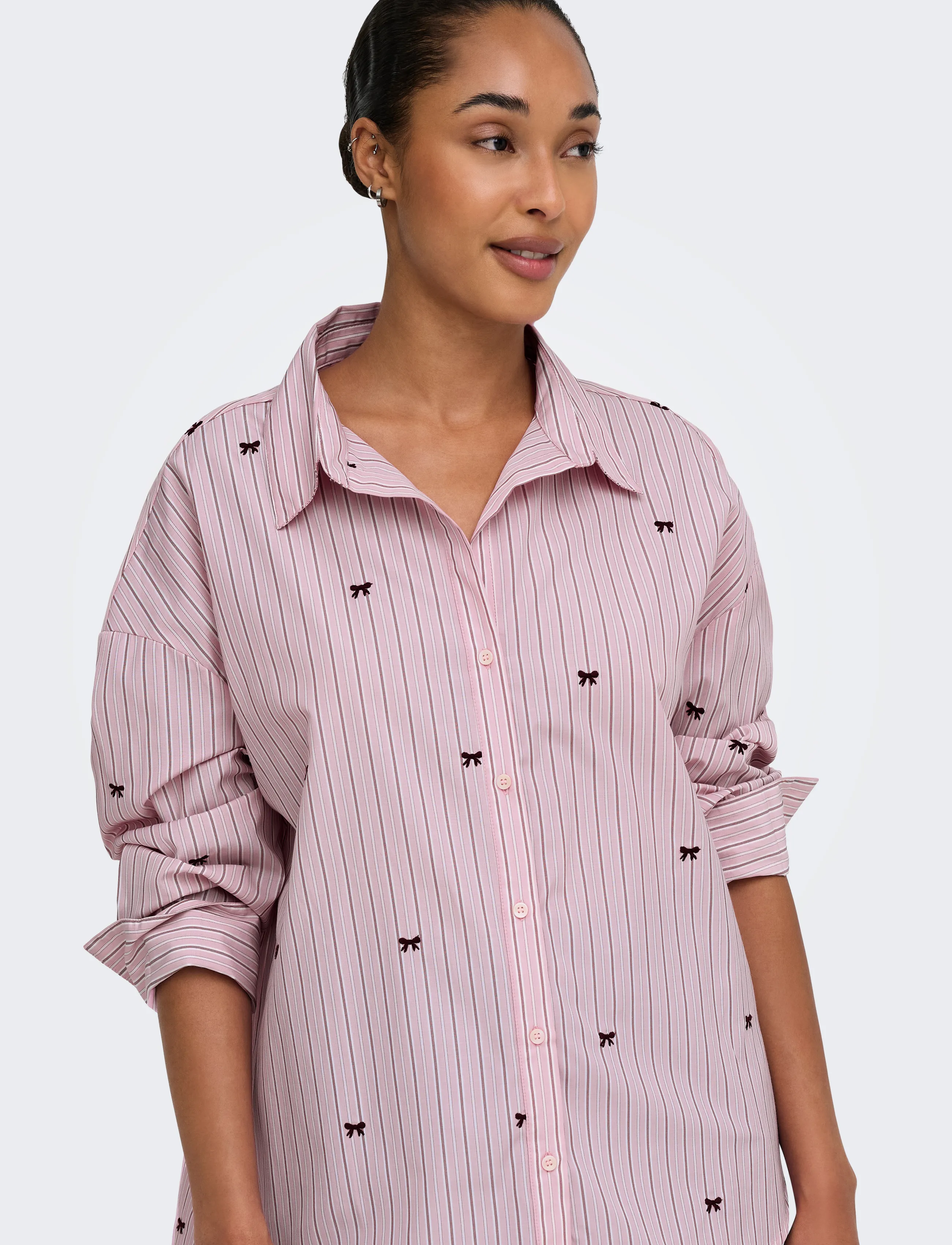 ONLY - ONLOREGON ZEIDI LS BOW SHIRT NOOS WVN - langärmlige hemden - lilac sachet - 5