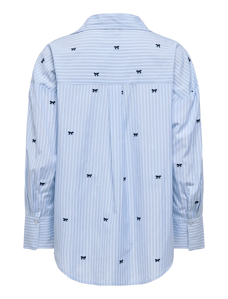 ONLY - ONLOREGON ZEIDI LS BOW SHIRT NOOS WVN - langärmlige hemden - serenity - 2