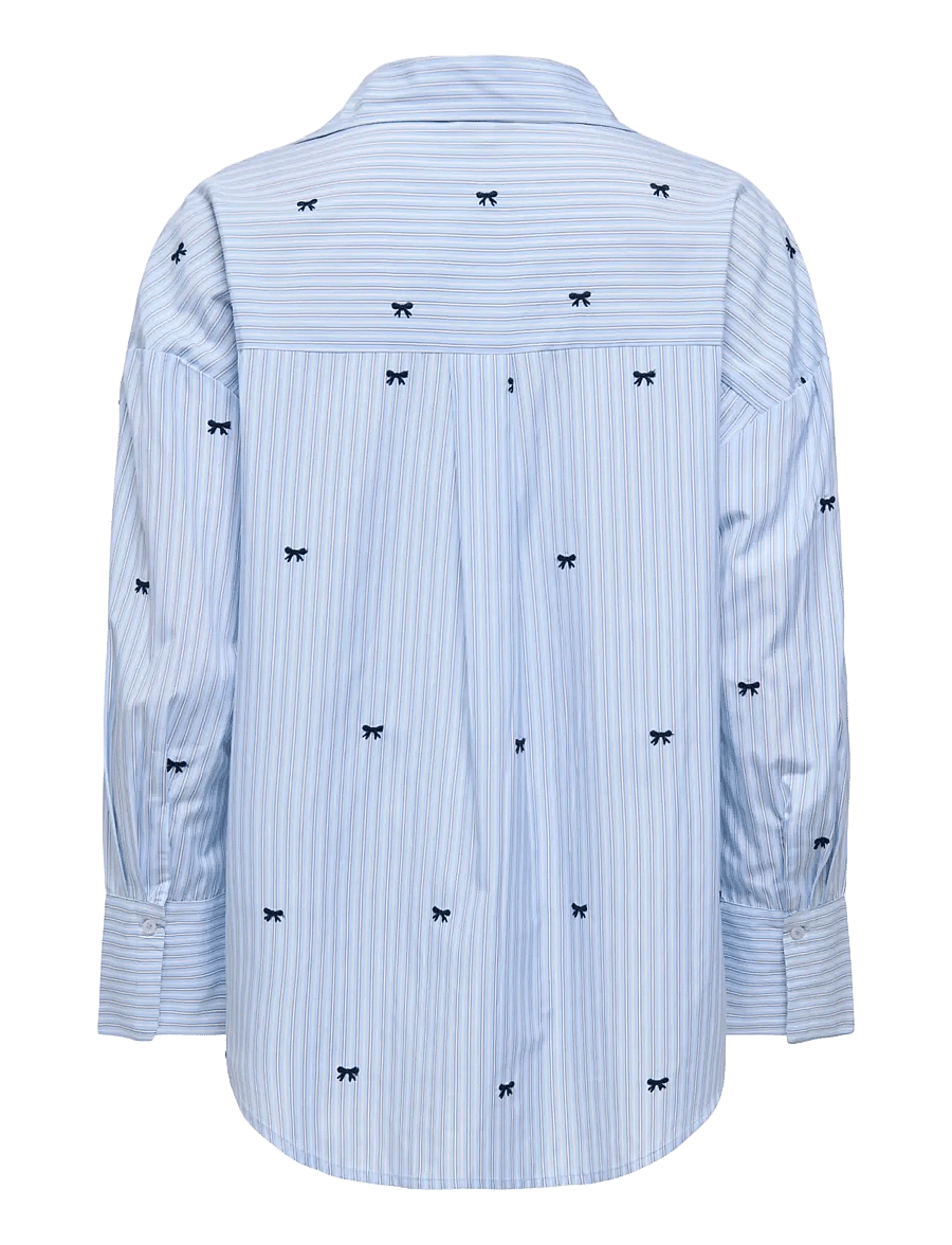 ONLY - ONLOREGON ZEIDI LS BOW SHIRT NOOS WVN - langärmlige hemden - serenity - 2