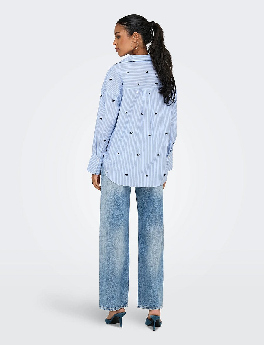 ONLY - ONLOREGON ZEIDI LS BOW SHIRT NOOS WVN - langärmlige hemden - serenity - 3