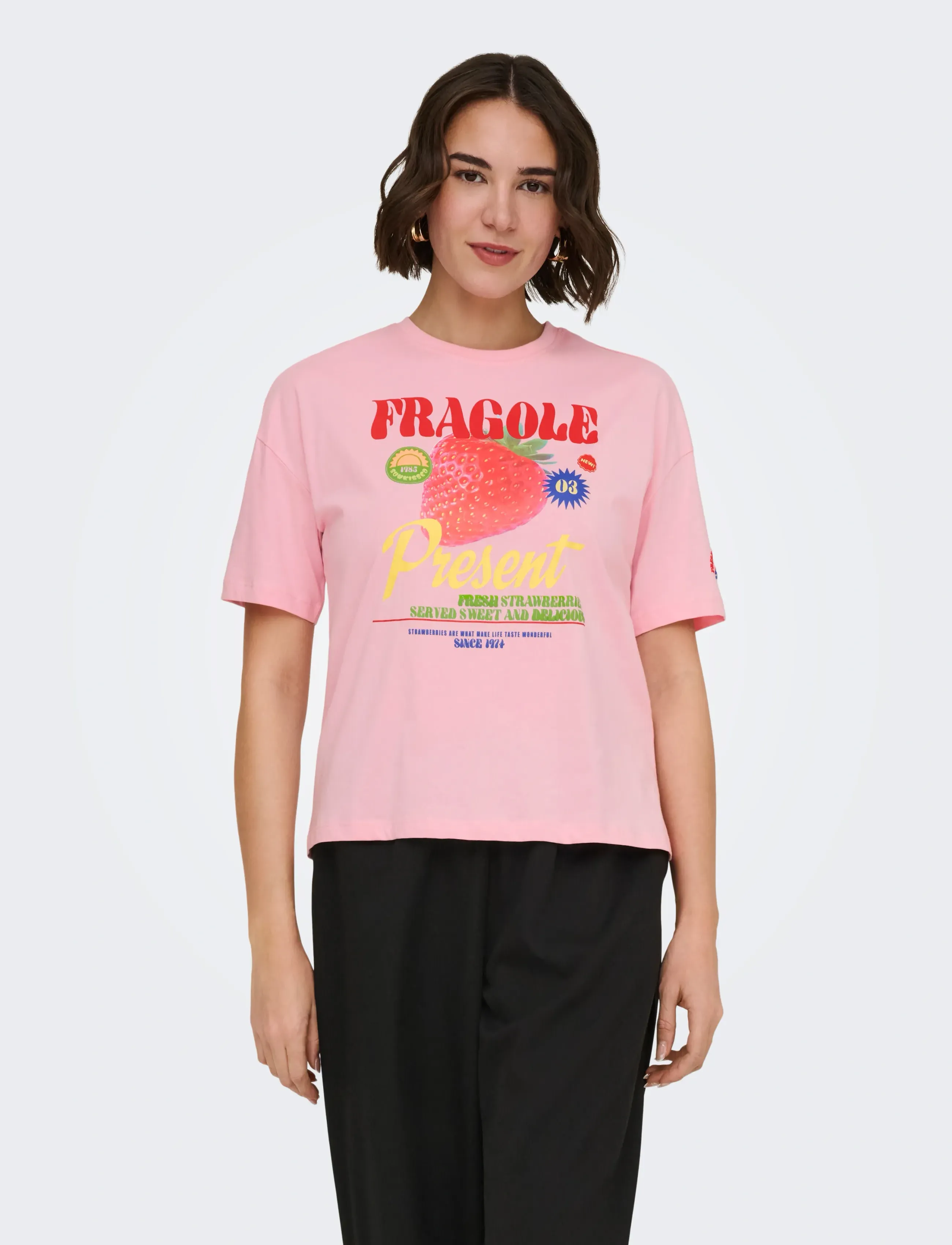 ONLY Onlbolette S/S Top Box Cc Jrs, XS, Pink, T-Shirts & Toppe > Kortærmede, Dame