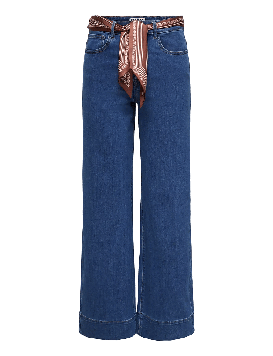 ONLY - ONLMADISON HW WIDE SCARF DNM GUA - brede jeans - medium blue denim - 1