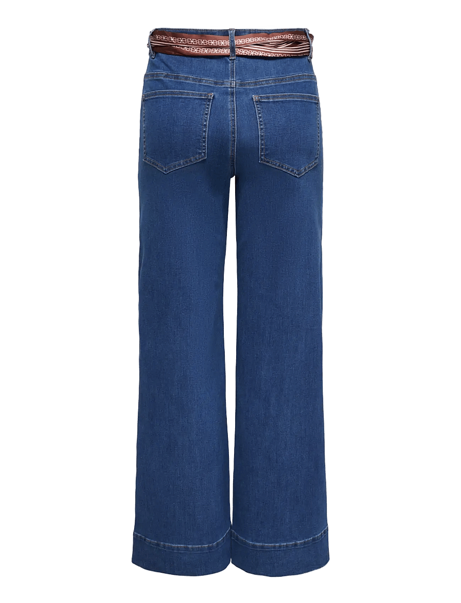 ONLY - ONLMADISON HW WIDE SCARF DNM GUA - brede jeans - medium blue denim - 2