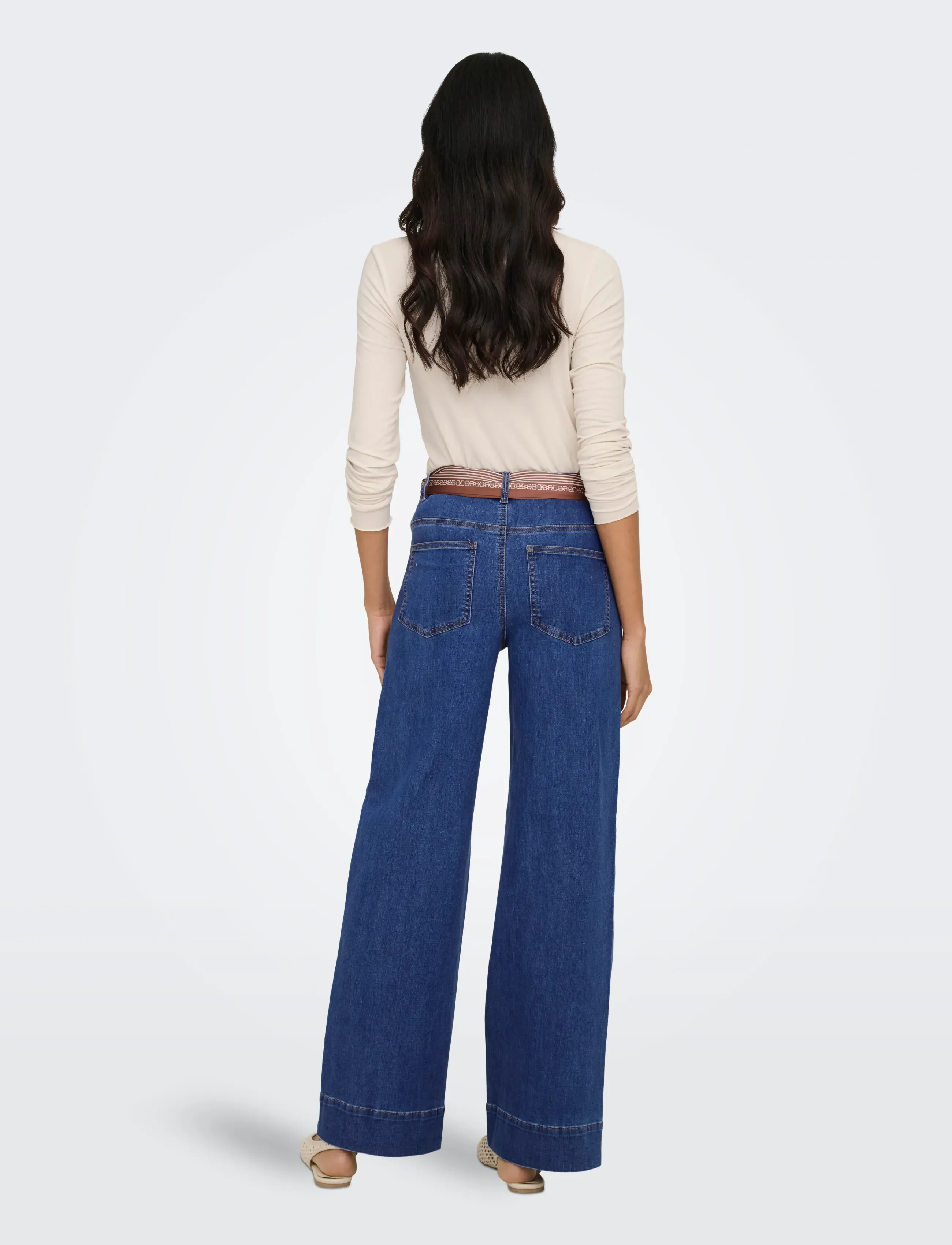 ONLY - ONLMADISON HW WIDE SCARF DNM GUA - brede jeans - medium blue denim - 3