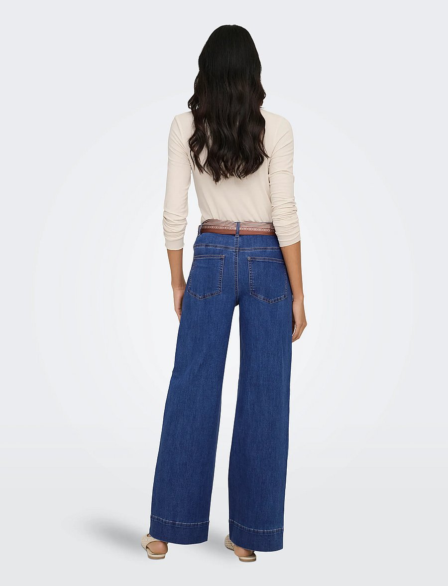 ONLY - ONLMADISON HW WIDE SCARF DNM GUA - brede jeans - medium blue denim - 3