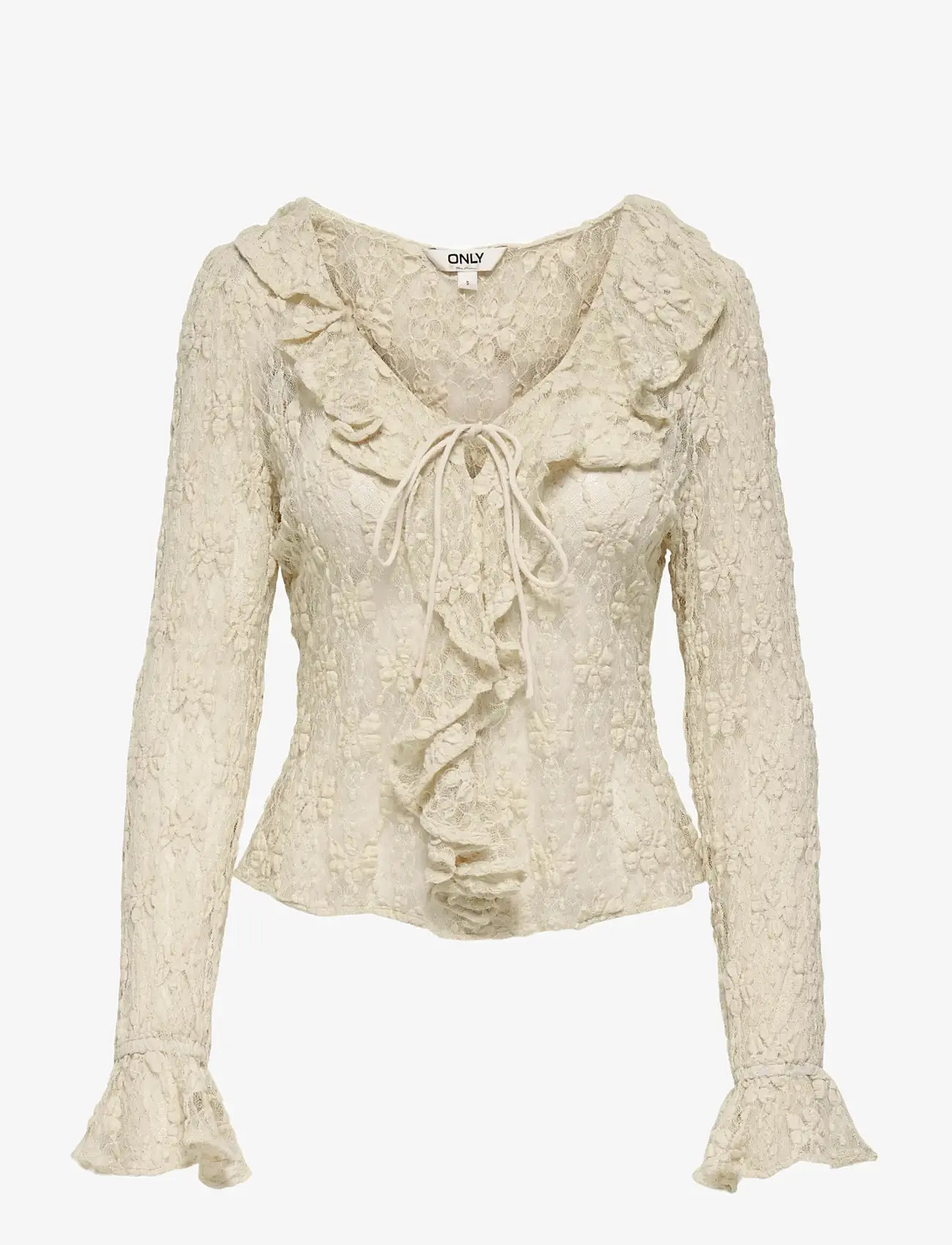 ONLY - ONLPEARLINA LS RUFFLE LACE TOP WVN - blouses met lange mouwen - birch - 1