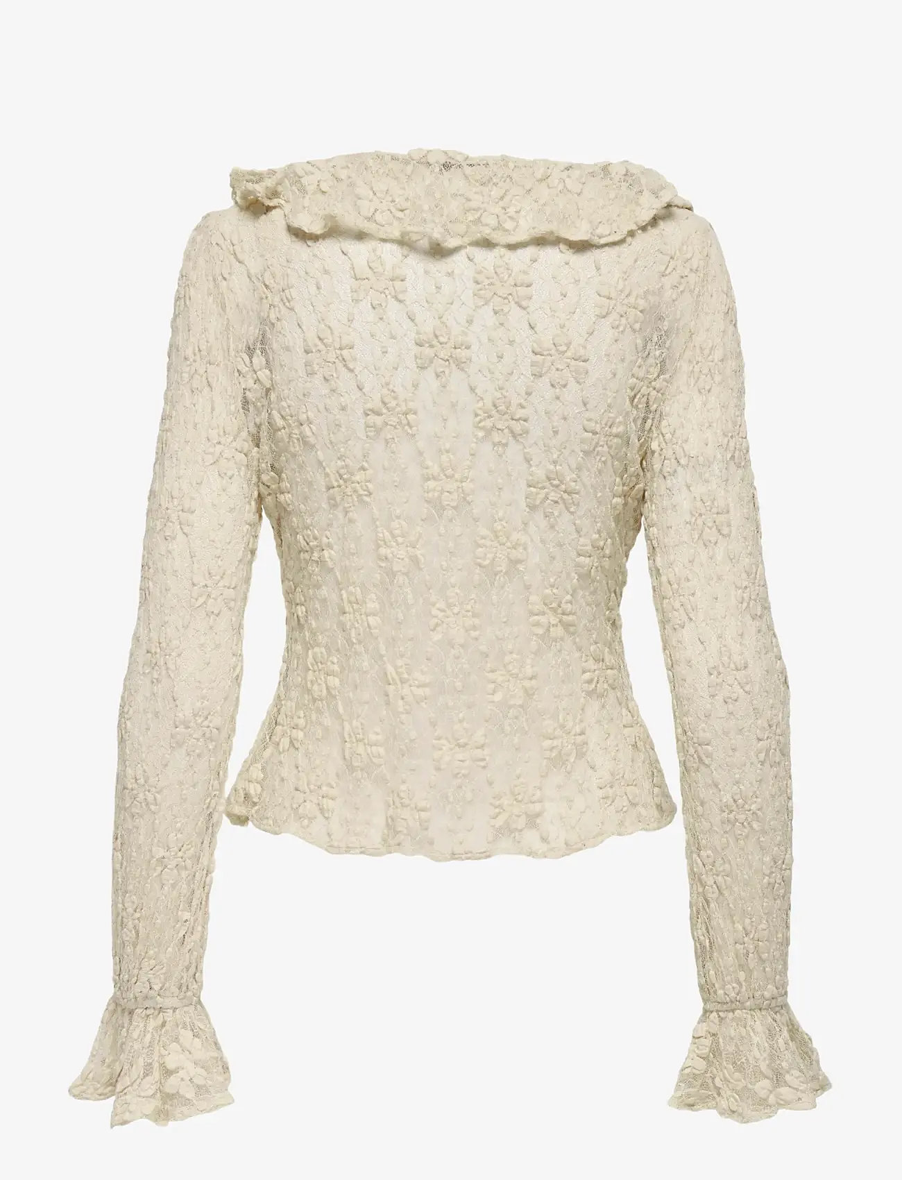 ONLY - ONLPEARLINA LS RUFFLE LACE TOP WVN - blouses met lange mouwen - birch - 2