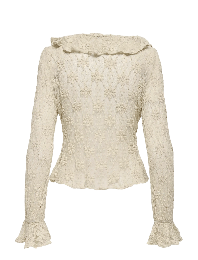 ONLY - ONLPEARLINA LS RUFFLE LACE TOP WVN - blouses met lange mouwen - birch - 2