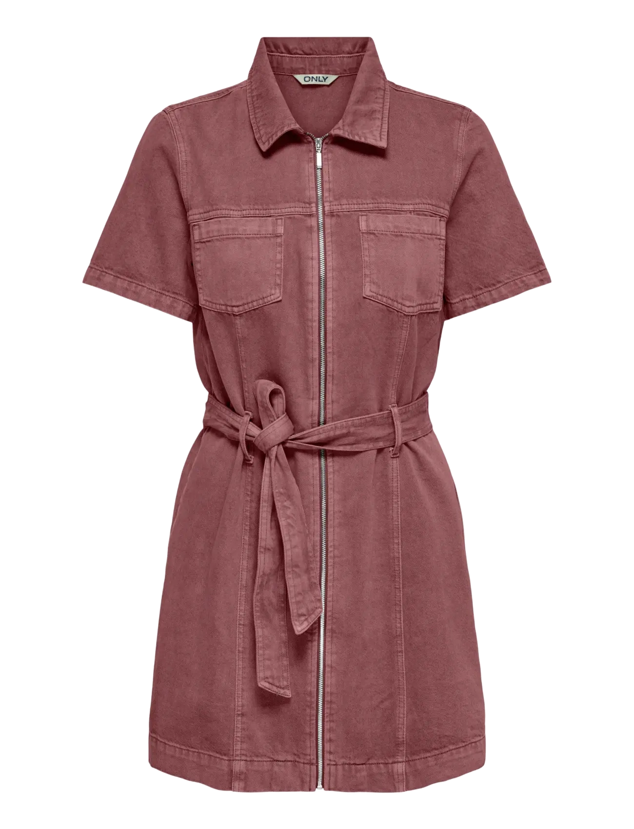 ONLY ONLSILLA S/S ZIP BELT SHORT DRESS PNT - Kleider - ROSE BROWN / pink/rose
