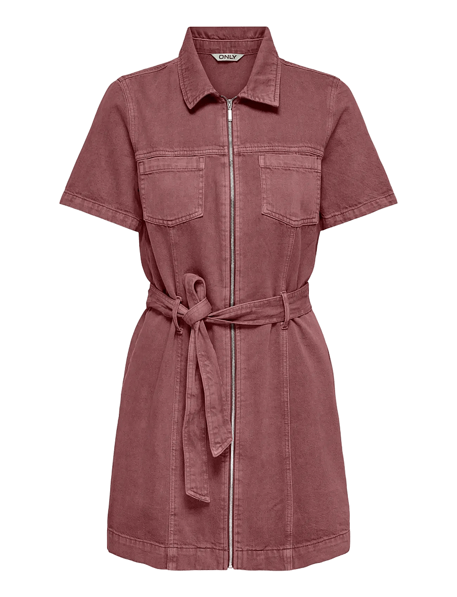 ONLY - ONLSILLA S/S ZIP BELT SHORT DRESS PNT - skjortekjoler - rose brown - 0