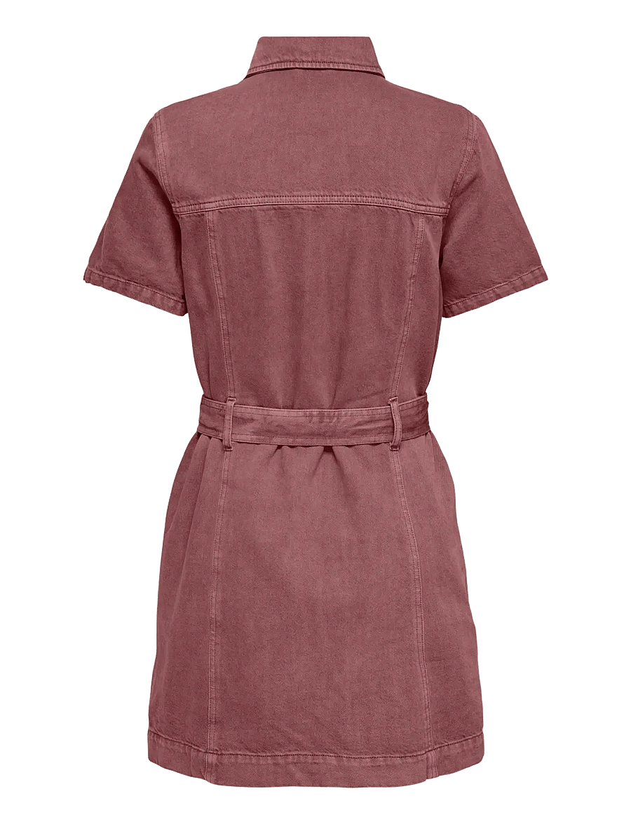 ONLY - ONLSILLA S/S ZIP BELT SHORT DRESS PNT - skjortekjoler - rose brown - 1