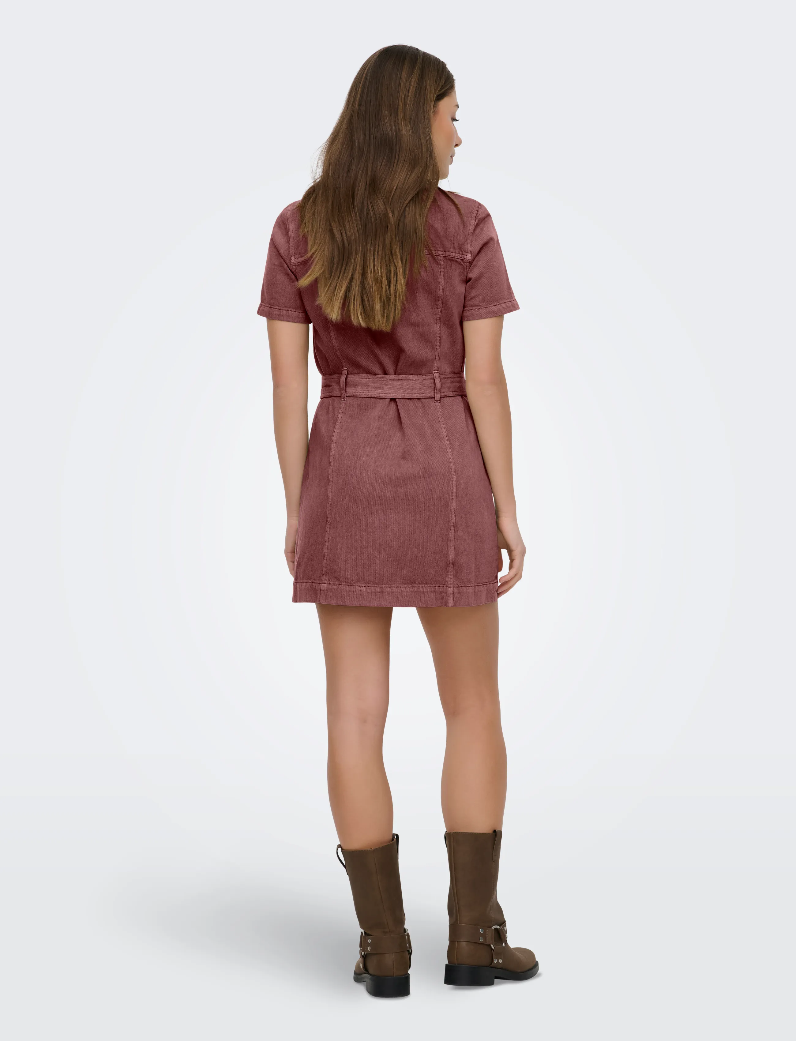 ONLY - ONLSILLA S/S ZIP BELT SHORT DRESS PNT - hemdkleider - rose brown - 3
