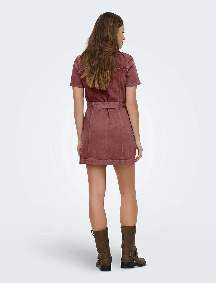 ONLY - ONLSILLA S/S ZIP BELT SHORT DRESS PNT - hemdkleider - rose brown - 3