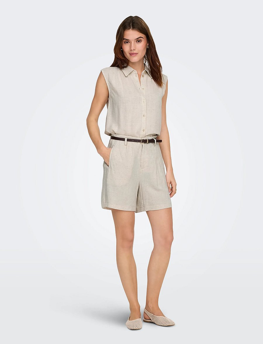 ONLY - ONLSIESTA HW BELT LIN BL SHORTS PNT NOOS - casual shorts - moonbeam - 4