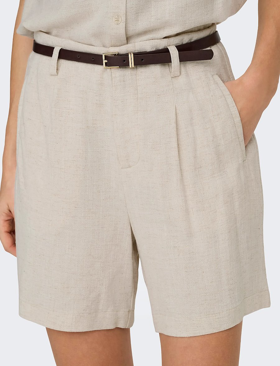 ONLY - ONLSIESTA HW BELT LIN BL SHORTS PNT NOOS - casual shorts - moonbeam - 5