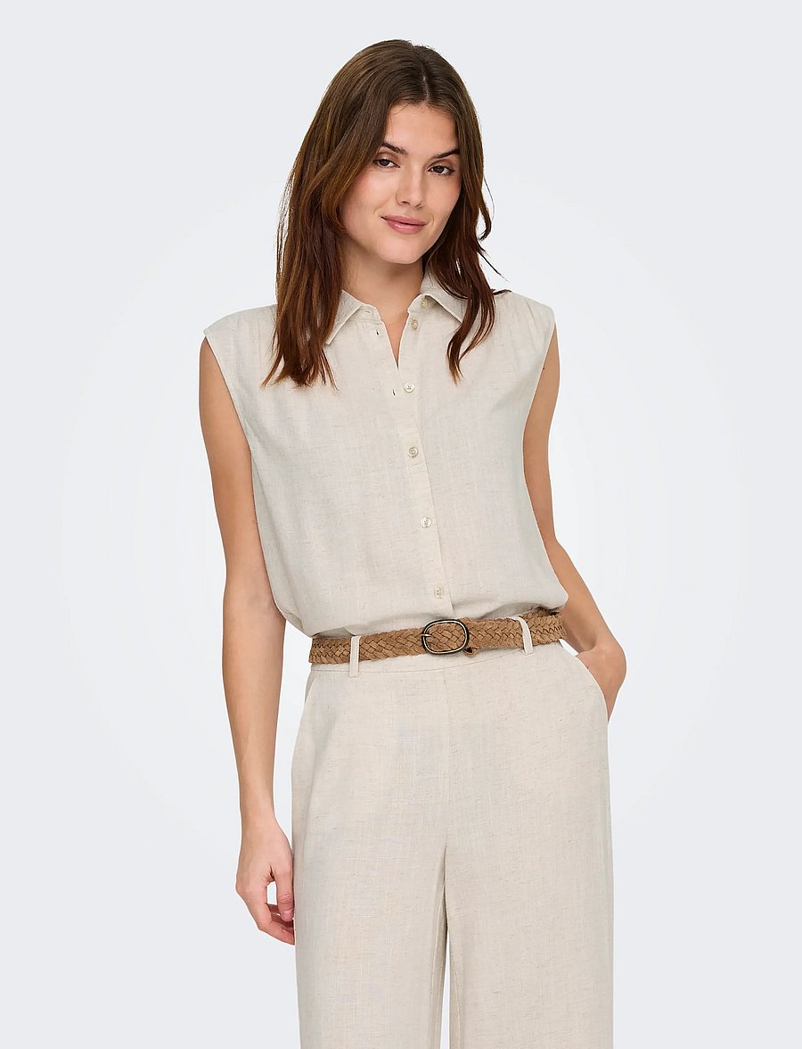 ONLY - ONLSIESTA S/L LINEN BL SHIRT PNT NOOS - leinenhemden - moonbeam - 0