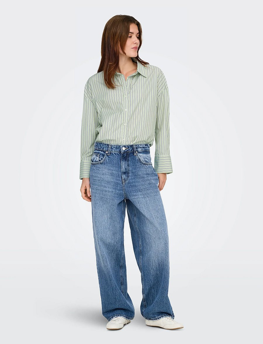 ONLY - ONLOREGON ALVA LS REG SHIRT NOOS WVN - langærmede skjorter - celadon green - 4