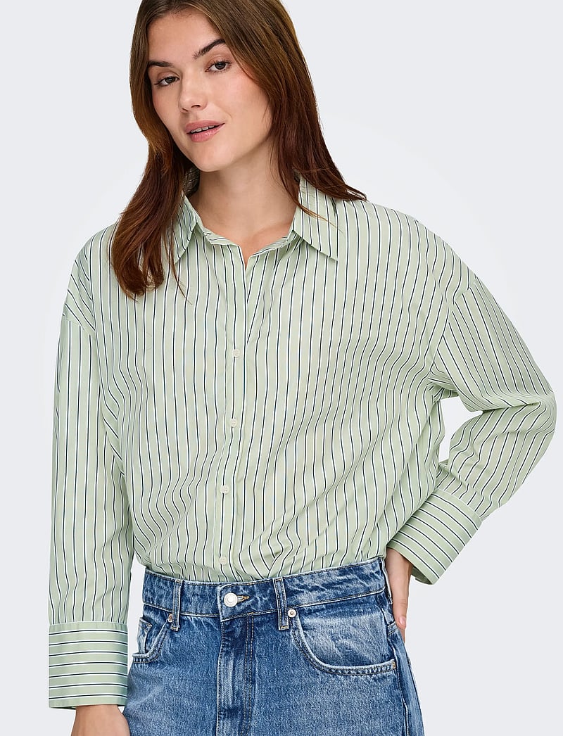 ONLY - ONLOREGON ALVA LS REG SHIRT NOOS WVN - pikkade varrukatega särgid - celadon green - 4