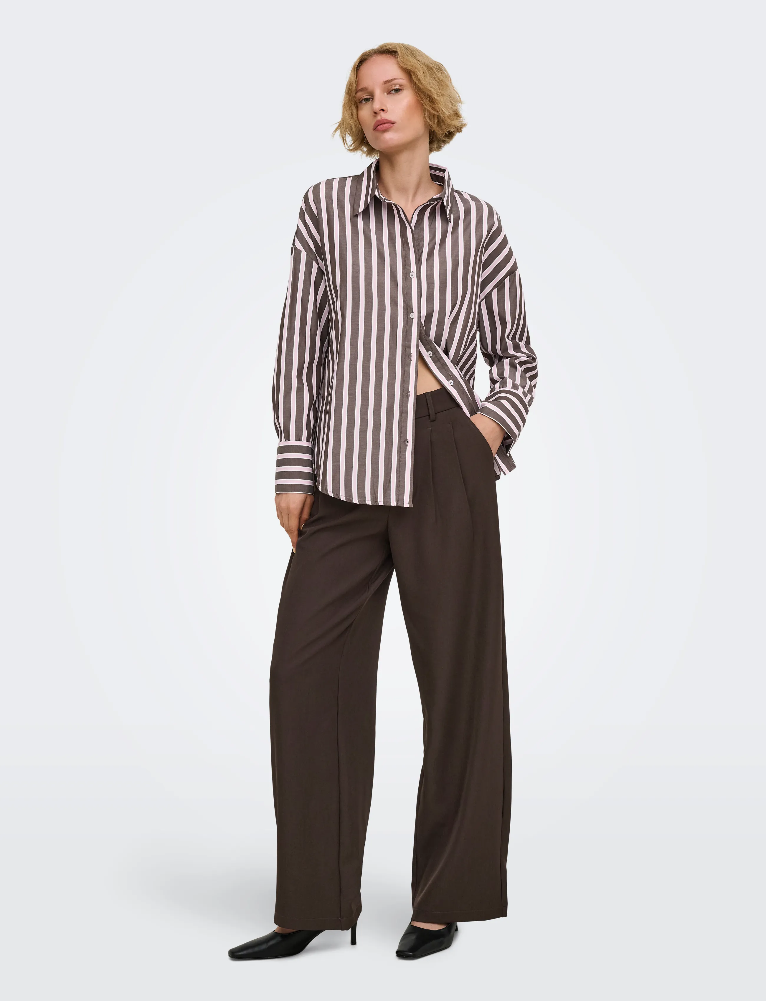 ONLY - ONLOREGON ALVA LS REG SHIRT NOOS WVN - pikkade varrukatega särgid - coffee bean - 4
