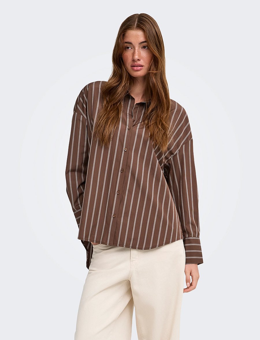 ONLY - ONLOREGON ALVA LS REG SHIRT NOOS WVN - langärmlige hemden - potting soil - 0