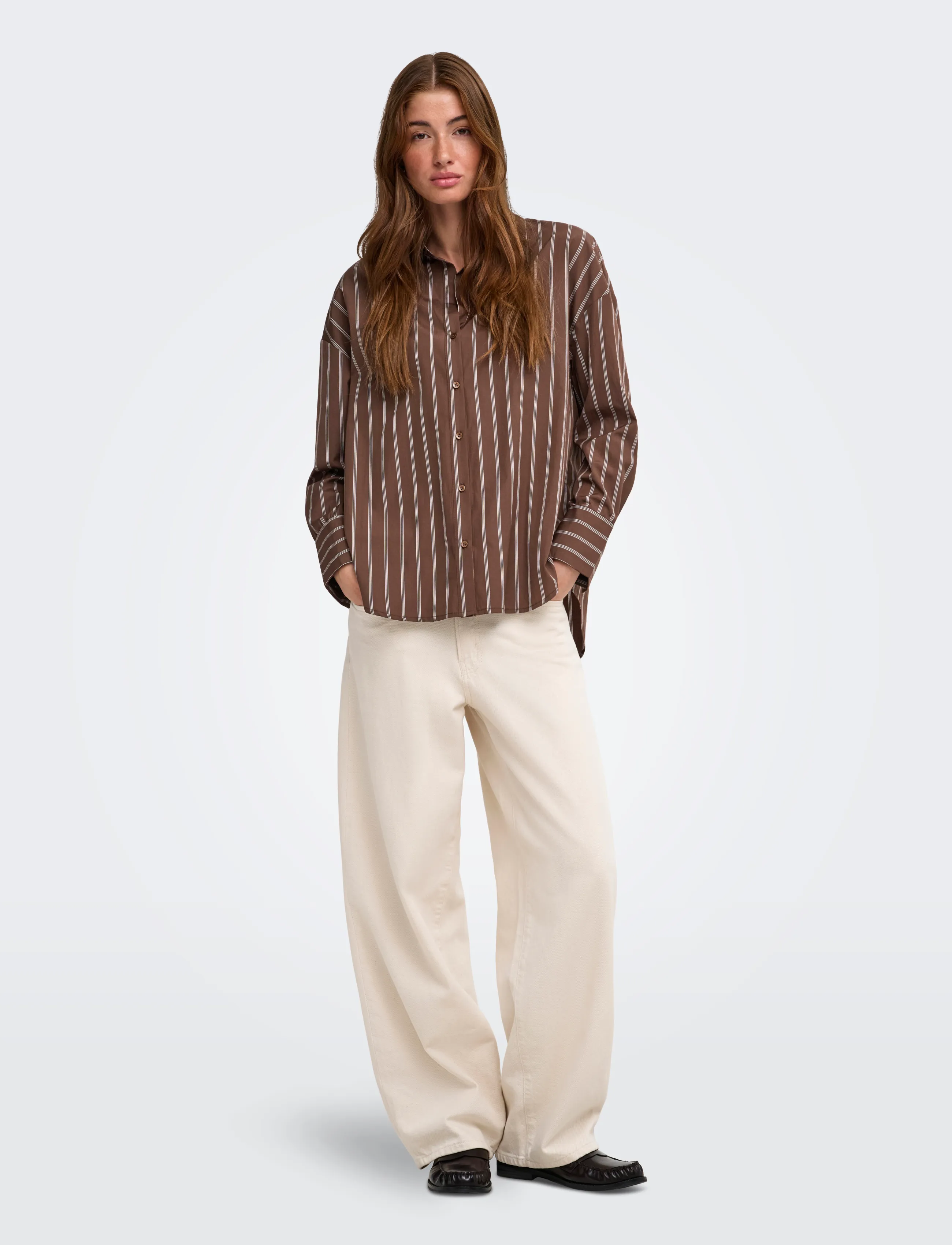 ONLY - ONLOREGON ALVA LS REG SHIRT NOOS WVN - langärmlige hemden - potting soil - 4