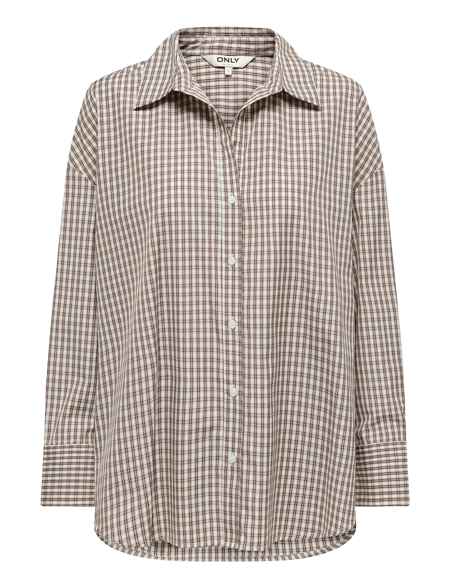ONLY - ONLOREGON ALVA LS REG SHIRT NOOS WVN - långärmade skjortor - sandshell - 0