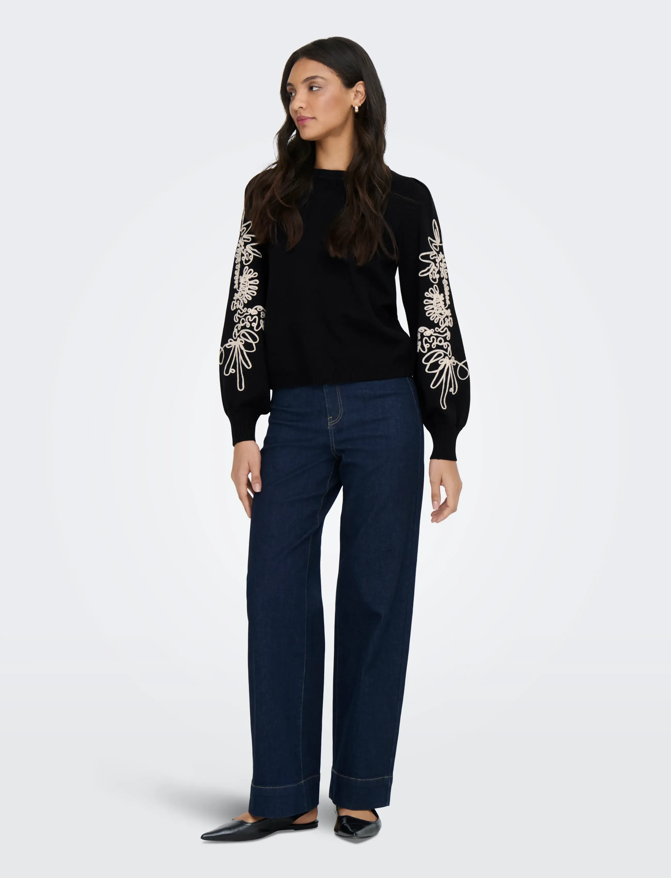 ONLY - ONLMAGNOLIA LS DETAIL PULLOVER KNT - trøjer - black - 4