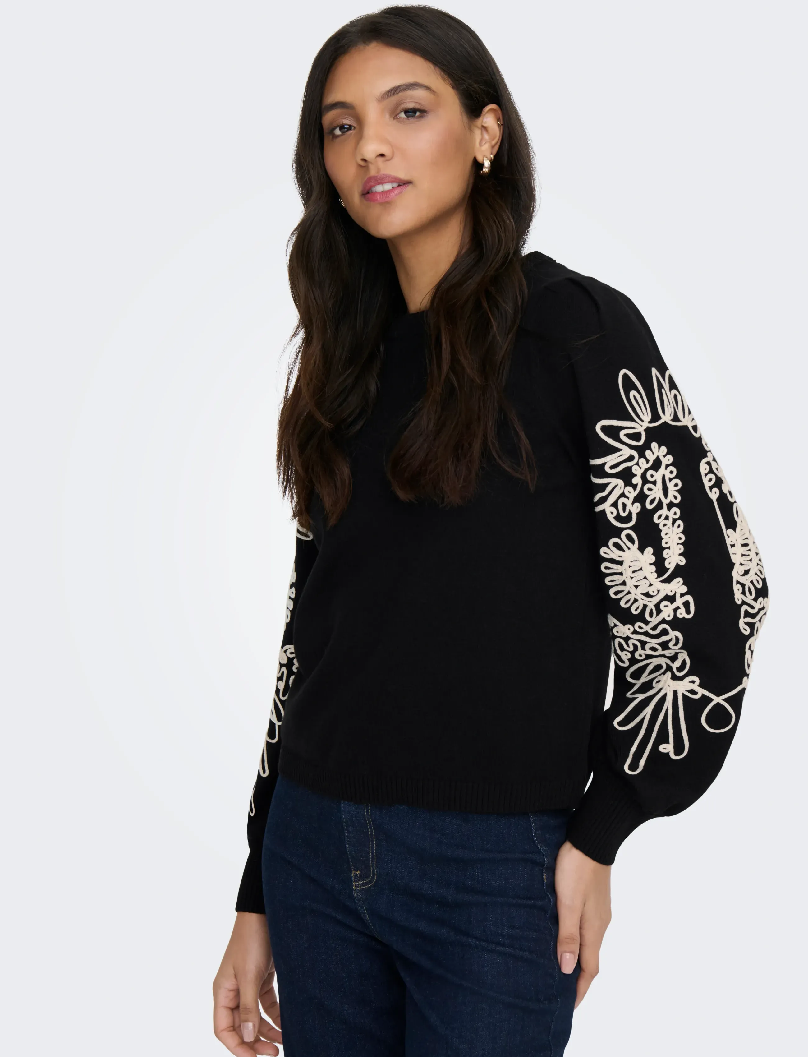 ONLY - ONLMAGNOLIA LS DETAIL PULLOVER KNT - trøjer - black - 5
