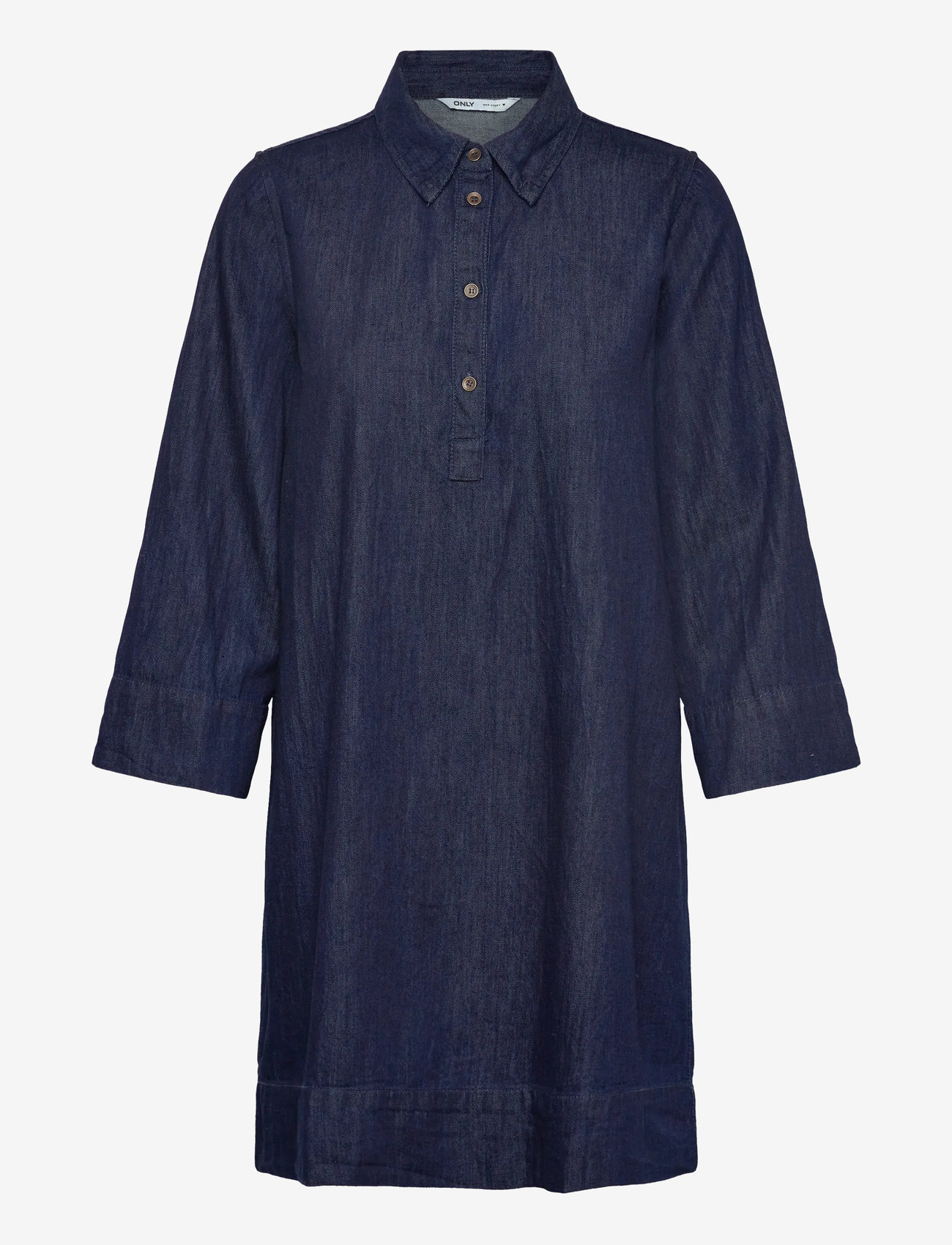 ONLY - ONLAMARI 3/4 SHORT DRESS WVN - skjortklänningar - blue denim - 0